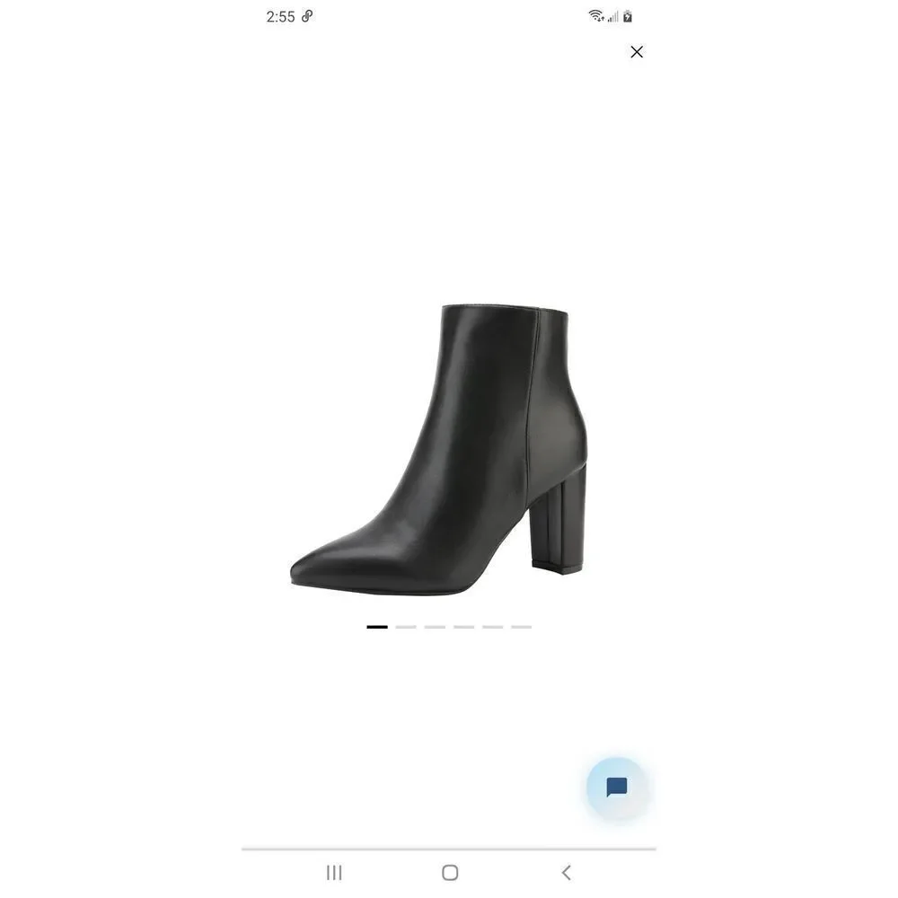 New Size 5.5 Dream Pairs Black PU Sianna-1 Chunky Heel Ankle Boots Booties